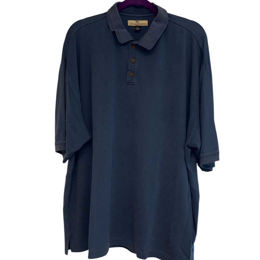 Tommy Bahama polo shirt short sleeves 3 button front collared silk/cotton Sz XXL